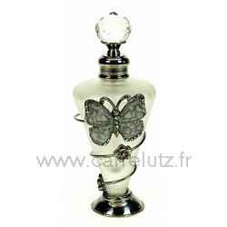 Flacon de parfum en verre papillon blanc