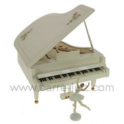 Piano à queue blanc musical avec danseuse