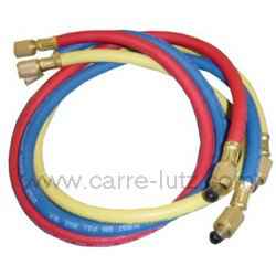 3 tuyaux de charge 150 cm rouge bleu et jaune 1/4 SAE