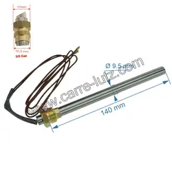 Bougie Allumage Résistance 300W Racc. 3/8 - 160mm Pour Poêles à Granulés HT62654