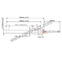 Bougie ou Résistance 250W 9,9 mm longueur 136 mm de poêle à pellet