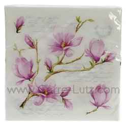 Paquet de 20 serviettes décor Magnolia