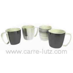 Coffret 4 mugs rayures écologie