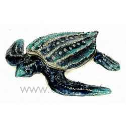 Boite émail tortue de mer bleue avec bijoux