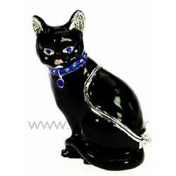 Boite émail chat noir avec bijoux