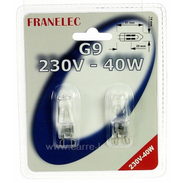 Ampoule halogène G9 40W 230V - Eclairage > Ampoule halogène - 620106