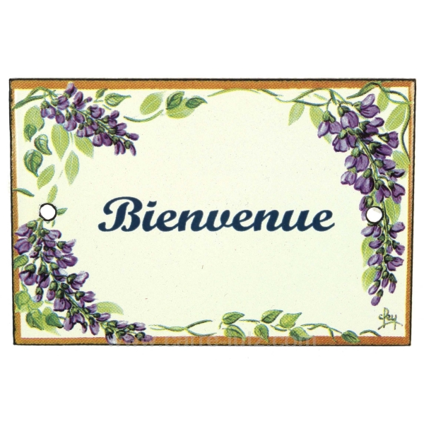 Plaque De Porte « Bienvenue » En Métal - 35x20 Cm, Tôle Galvanisée - Déco Extérieur, Maison, Jardin - Style Rétro